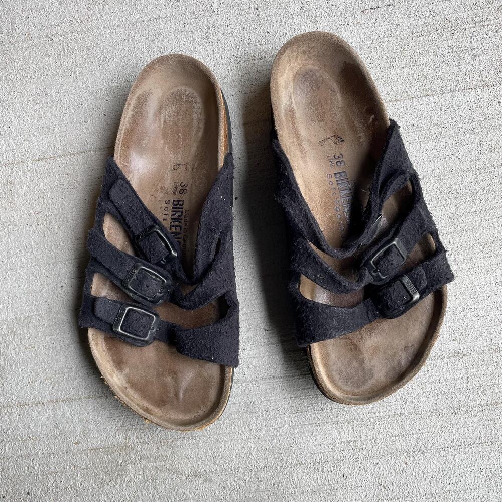 Birkenstock Florida Black Suede Soft Footbed | Size 38 / US 7.5 *AS IS*